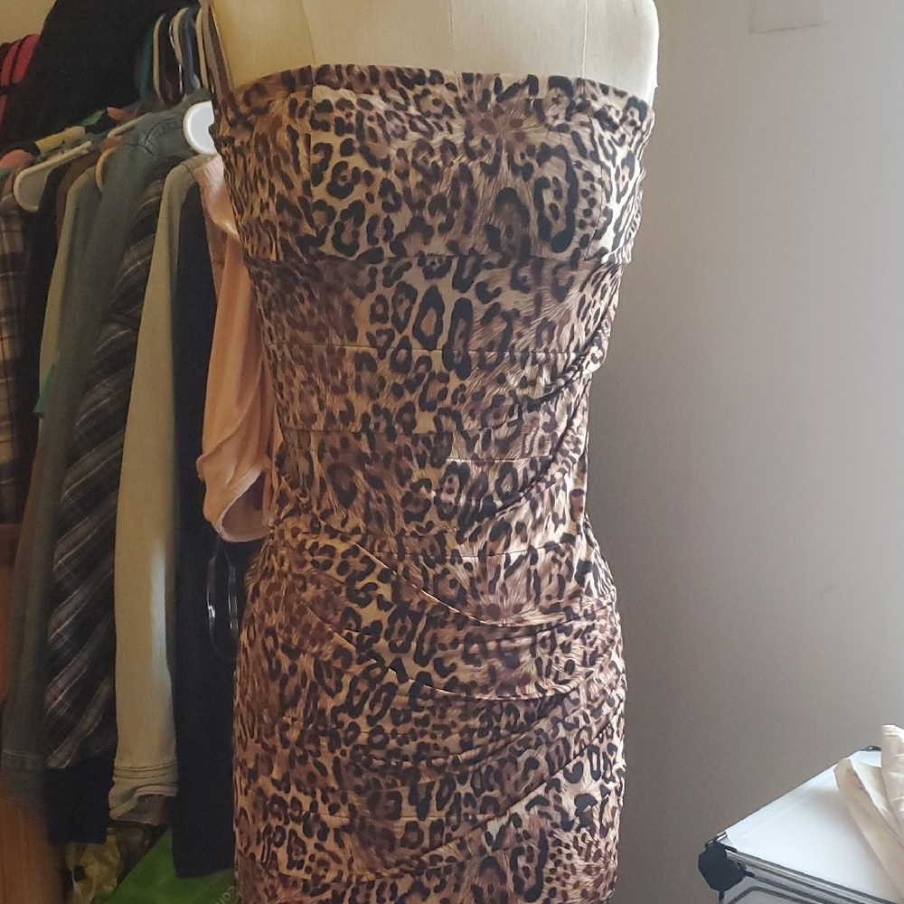 Leopard Print Strapless Dress